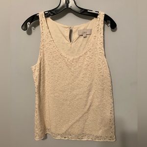 Ann Taylor Loft lace overlay cream Tank